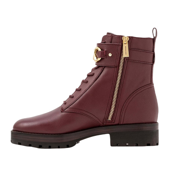 Michael Kors Kincaid Leather Combat Boot Lace Up Bootie Merlot 6/6.5/7/7.5/8 Nib - Picture 3 of 11